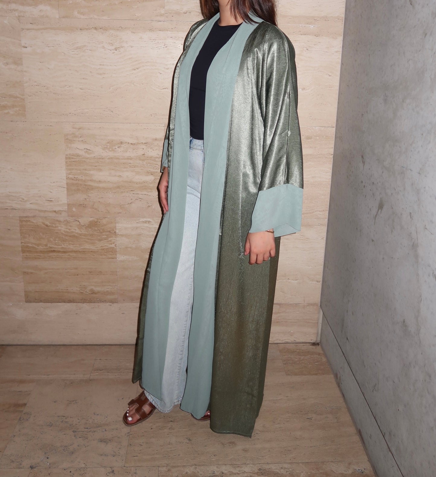 Green Satin Abaya