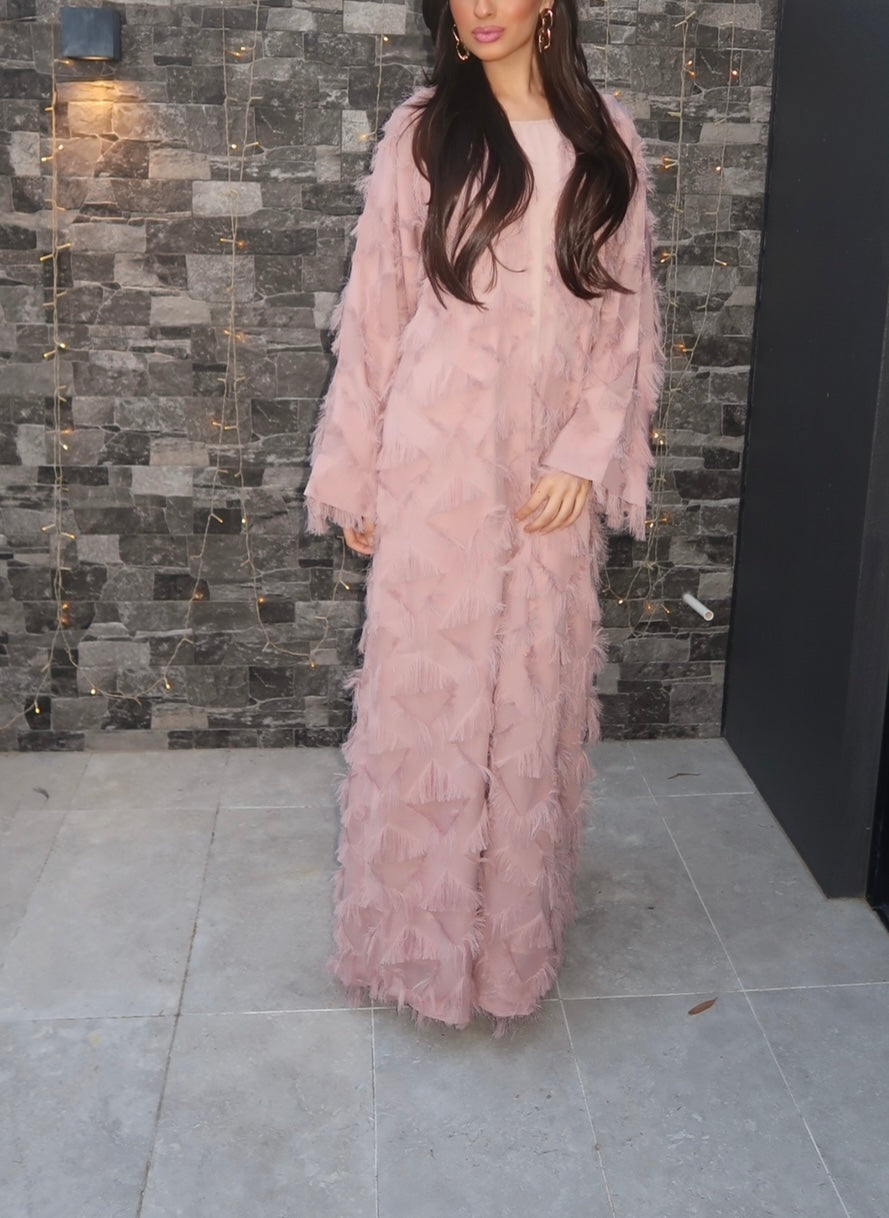 BLUSH FEATHERED ABAYA